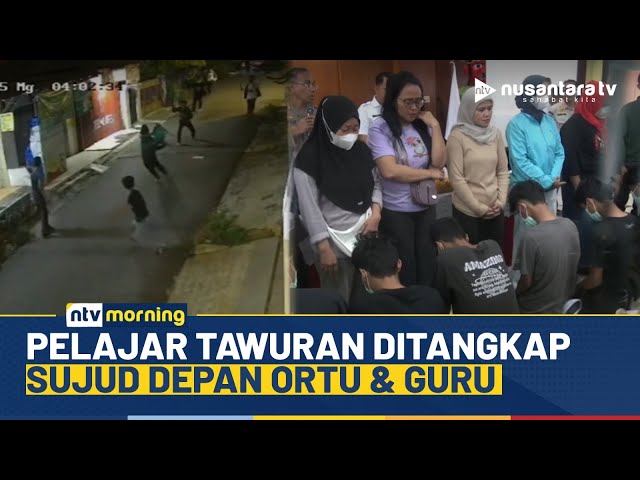 Youtube Thumnail image of : Viral! Belasan Pelajar Tawuran Diciduk Polisi, Sujud Minta Maaf ke Orang Tua dan Guru | NTV MORNING