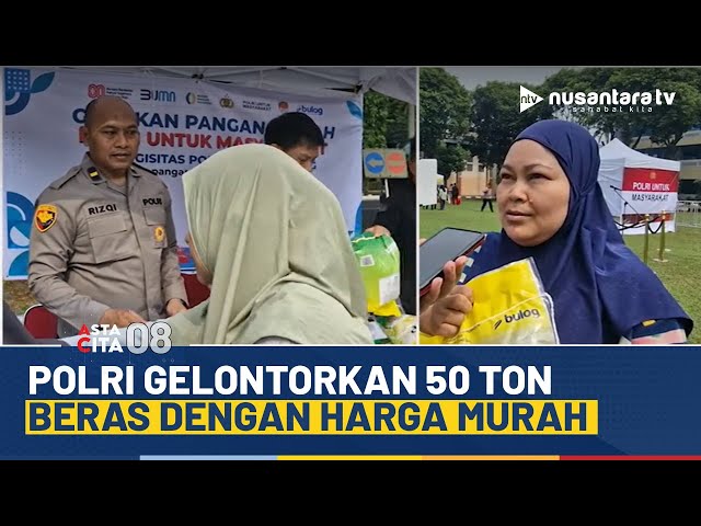 Youtube Thumnail image of : Polri Gelontorkan 50 Ton Beras Murah, Warga Mengaku Terbantu | ASTA CITA 08