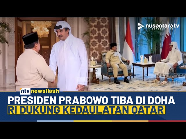 Youtube Thumnail image of : Presiden Prabowo Tiba di Doha Bertemu Emir Qatar, Utamakan Dialog Hindari Konflik | NTV NEWSFLASH