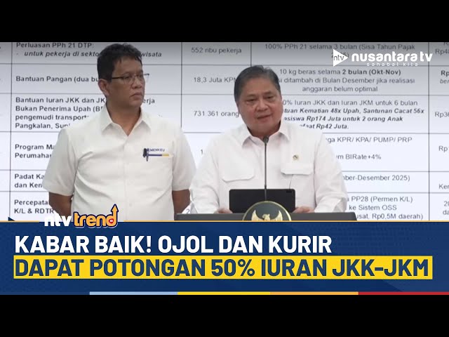 Youtube Thumnail image of : Pemerintah Beri Diskon! Ojol dan Kurir Dapat Potongan 50% Iuran JKK-JKM | NTV