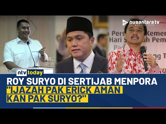 Youtube Thumnail image of : Roy Suryo Hadir di Sertijab Menpora, Dito: Ijazahnya Pak Erick Aman Kan Pak Suryo? | NTV TODAY