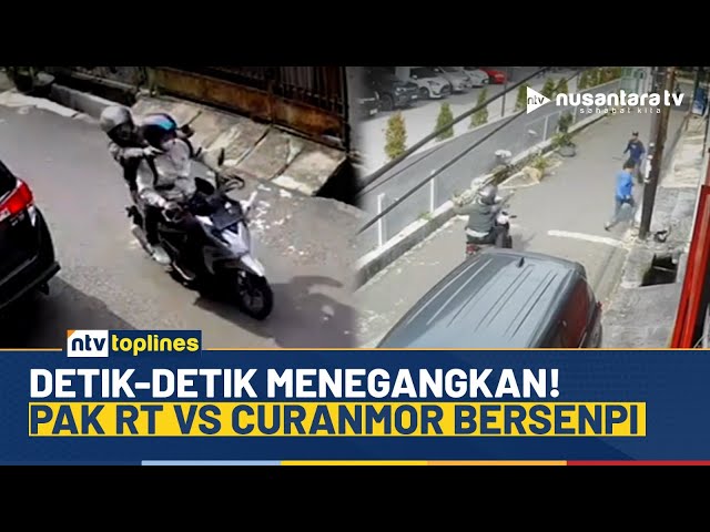 Youtube Thumnail image of : Heroik! Detik-detik Pak RT Gagalkan Aksi Curanmor Bersenpi, Sempat Ada Tembakan | NTV TOPLINES