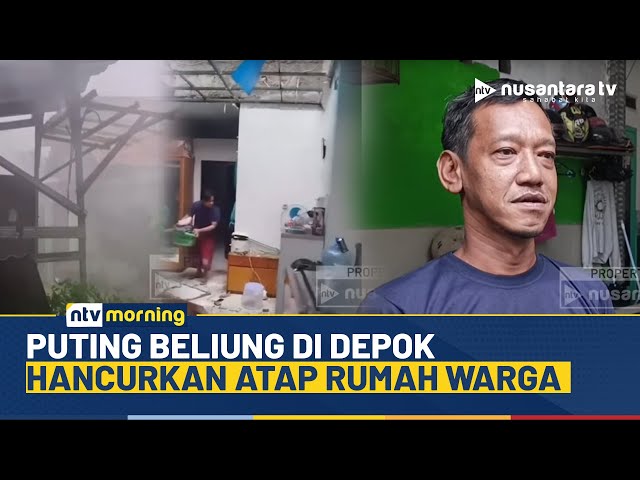 Youtube Thumnail image of : Hujan Deras Disertai Puting Beliung Hantam Depok, Atap Rumah Warga Jebol Terbawa Angin | NTV MORNING