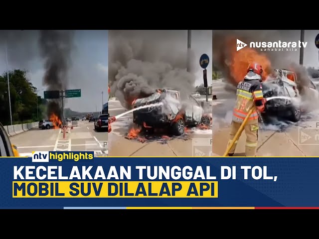 Youtube Thumnail image of : Mobil Terbakar Usai Tabrak Pembatas Jalan di Tol Ciawi Dua, Diduga Sopir Mengantuk | NTV HIGHLIGHTS