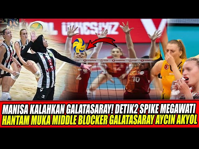 Youtube Thumnail image of : MANISA KALAHKAN GALATASARAY🔥DETIK2 SPIKE MEGAWATI HANTAM MUKA MIDDLE BLOCKER GALATASARAY AYCIN AKYOL