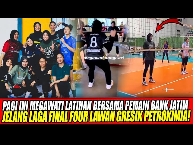 Youtube Thumnail image of : PAGI INI MEGAWATI LATIHAN BERSAMA PEMAIN BANK JATIM JELANG LAGA FINAL FOUR LAWAN GRESIK PETROKIMIA🔥