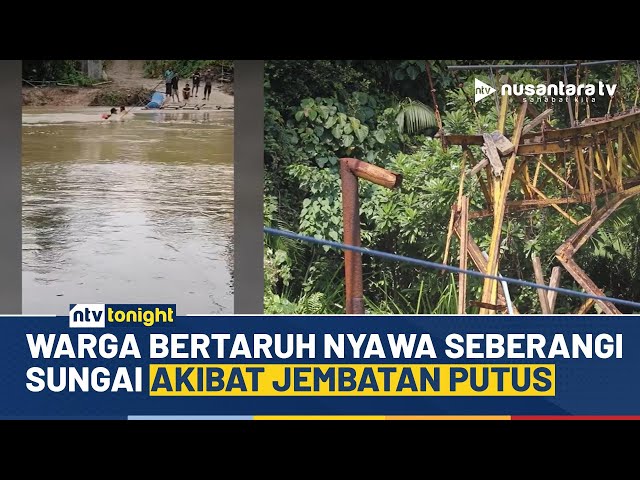 Youtube Thumnail image of : Viral Aksi Nekat Warga Lampung Sebrangi Sungai Deras, Nyawa jadi Taruhannya | NTV TONIGHT