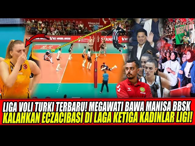 Youtube Thumnail image of : LIGA VOLI TURKI TERBARU🔥MEGAWATI BAWA MANISA BBSK KALAHKAN ECZACIBASI DI LAGA KETIGA KADINLAR LIGI!
