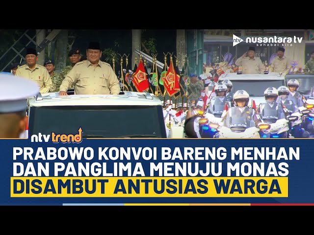 Youtube Thumnail image of : Presiden Prabowo Konvoi Bareng Menhan & Panglima dari Istana Menuju Monas, Disambut Antusias Warga