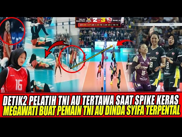 Youtube Thumnail image of : DETIK2 PELATIH TNI AU TERTAWA SAAT SPIKE KERAS MEGAWATI BUAT PEMAIN TNI AU DINDA SYIFA TERPENTAL🔥