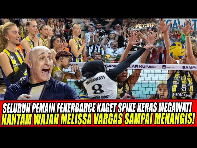 Youtube Thumnail image of : SELURUH PEMAIN FENERBAHCE KAGET SPIKE KERAS MEGAWATI HANTAM WAJAH MELISSA VARGAS SAMPAI MENANGIS🔥