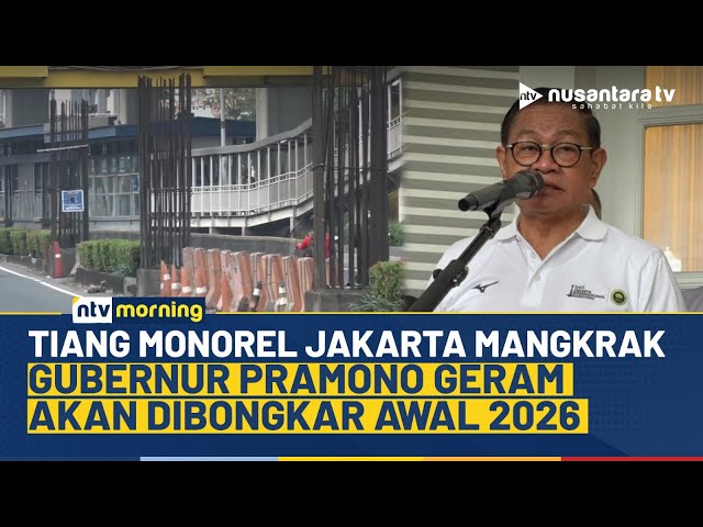 Youtube Thumnail image of : Gubernur Pramono Bakal Bongkar Tiang Monorel Mangkrak di Jaksel, Target Awal 2026 | NTV MORNING