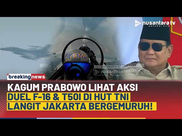 Youtube Thumnail image of : Kagum Presiden Prabowo Lihat Aksi Duel Pesawat Tempur F-16 & T50i, Langit Jakarta Bergemuruh!