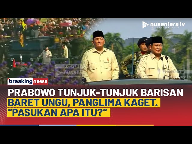 Youtube Thumnail image of : Momen Presiden Prabowo Tunjuk-Tunjuk Barisan Baret Ungu, Panglima TNI Sampai Kaget: Pasukan Apa Itu?