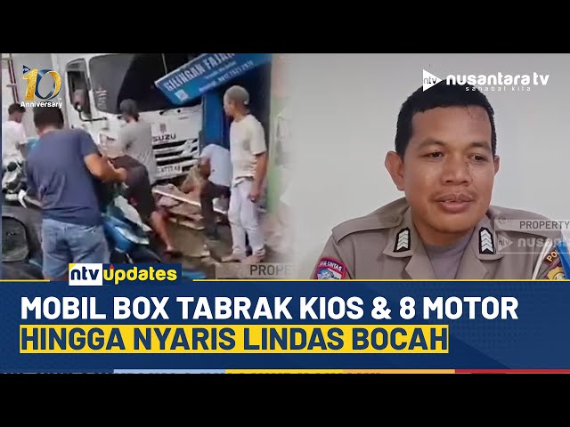 Youtube Thumnail image of : Detik-Detik Mobil Box Tabrak 2 Kios & 8 Motor Hingga Nyaris Lindas Bocah 12 Tahun | NTV UPDATES