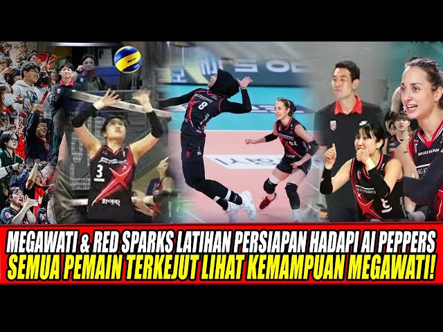 Youtube Thumnail image of : MEGAWATI & RED SPARKS LATIHAN PERSIAPAN HADAPI AI PEPPERS, SEMUA TERKEJUT LIHAT KEMAMPUAN MEGAWATI!