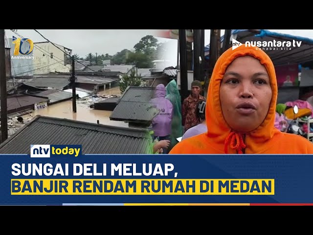 Youtube Thumnail image of : Debit Air Sungai Deli Meninggi! Banjir Rendam Rumah di Medan, Paksa Warga Mengungsi di Kios Pedagang