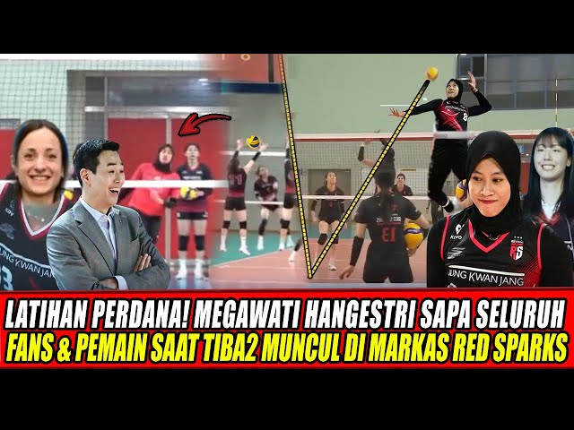 Youtube Thumnail image of : LATIHAN PERDANA🔥MEGAWATI HANGESTRI SAPA SELURUH FANS & PEMAIN SAAT TIBA2 MUNCUL DI MARKAS RED SPARKS