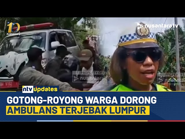 Youtube Thumnail image of : Bawa Pasien Darurat, Warga Gotong Royong Dorong Mobil Ambulans Terjebak Lumpur | NTV UPDATES