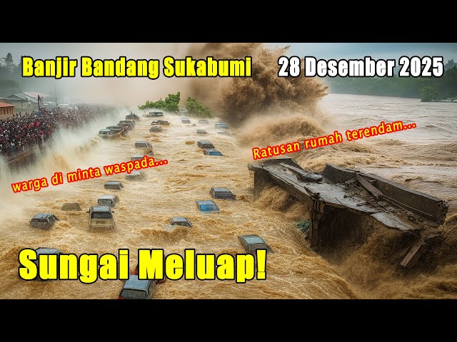 Youtube Thumnail image of : Banjir Bandang Sukabumi Sungai Mengamuk, Jembatan Putus, Warga Nyalindung Terancam Terisolasi
