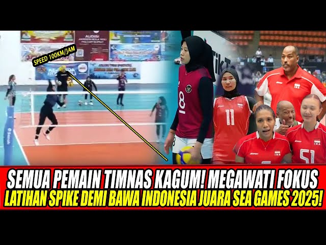 Youtube Thumnail image of : SEMUA PEMAIN TIMNAS KAGUM🔥MEGAWATI FOKUS LATIHAN SPIKE DEMI BAWA INDONESIA JUARA SEA GAMES 2025!