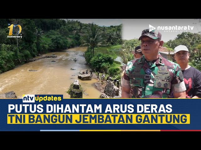 Youtube Thumnail image of : Putus Diterjang Arus, TNI Langsung Bangun Jembatan Gantung 80 Meter di Sukabumi | NTV UPDATES