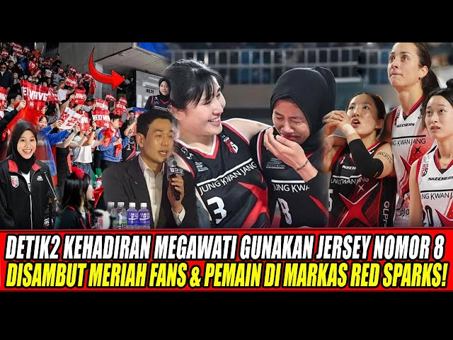 Youtube Thumnail image of : DETIK2 KEHADIRAN MEGAWATI GUNAKAN JERSEY NOMOR 8 DISAMBUT MERIAH FANS & PEMAIN DI MARKAS RED SPARKS!