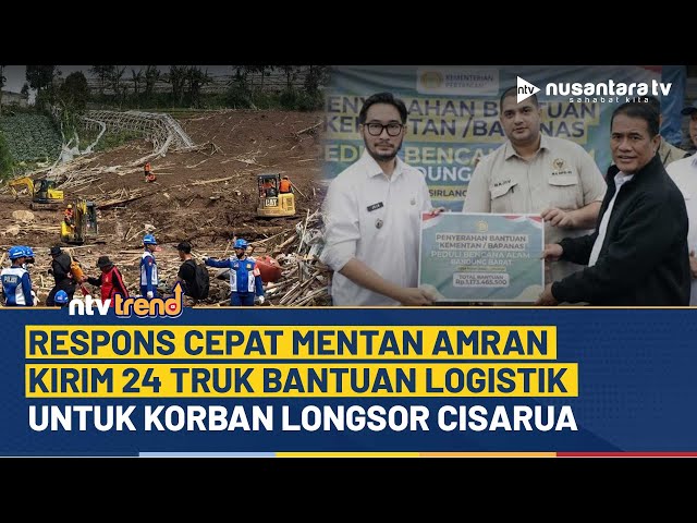Youtube Thumnail image of : Respons Cepat! Mentan Amran Kirim 24 Truk Bantuan untuk Korban Longsor Cisarua | NTV