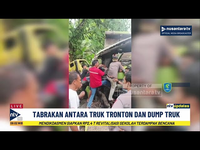 Youtube Thumnail image of : Mengerikan! Kecelakaan Truk Tronton & Dump Truk di Lebak, Satu Sopir Tewas di TKP | NTV UPDATES