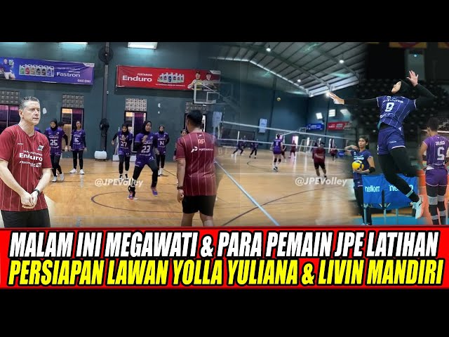 Youtube Thumnail image of : SERU! MALAM INI MEGAWATI & PARA PEMAIN JPE LATIHAN PERSIAPAN LAWAN YOLLA YULIANA & LIVIN MANDIRI🔥