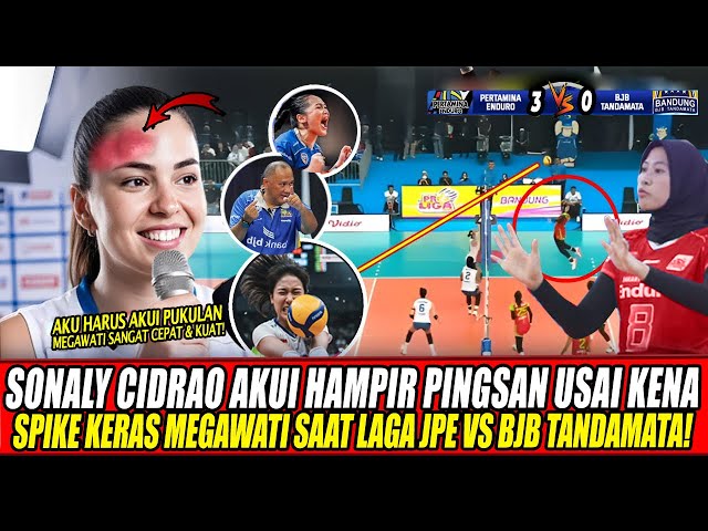 Youtube Thumnail image of : SONALY CIDRAO AKUI HAMPIR PINGSAN USAI KENA SPIKE KERAS MEGAWATI SAAT LAGA JPE VS BJB TANDAMATA🔥
