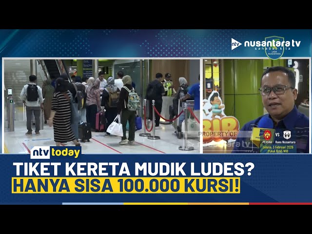 Youtube Thumnail image of : KAI Laporkan Penjualan Tiket Kereta Mudik Lebaran 2026 Sudah Capai 207.000 | NTV TODAY