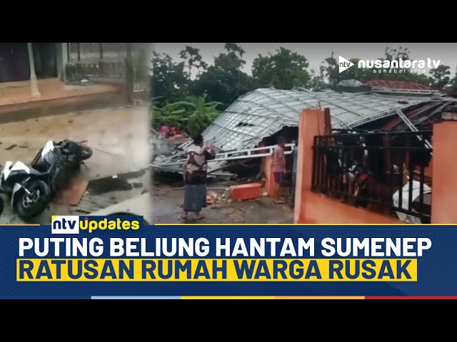 Youtube Thumnail image of : Gempar! Puting Beliung Terjang Sumenep, Ratusan Rumah Warga Rusak Parah | NTV UPDATES