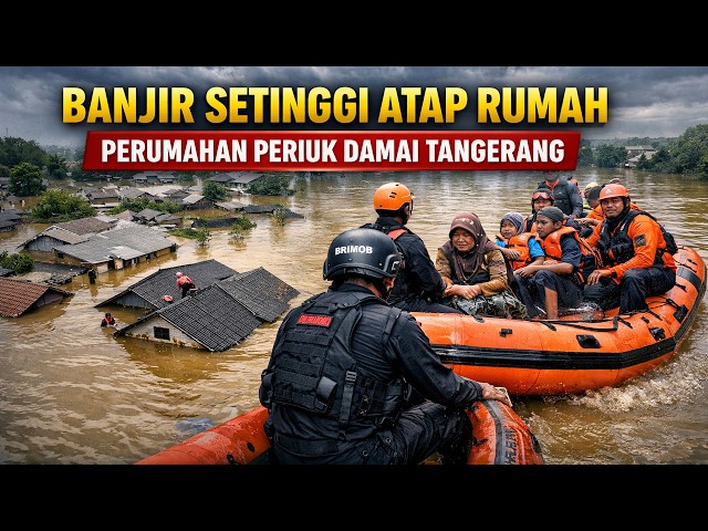 Youtube Thumnail image of : Banjir Setinggi Atap Rumah Rendam Perumahan Periuk Damai Tangerang