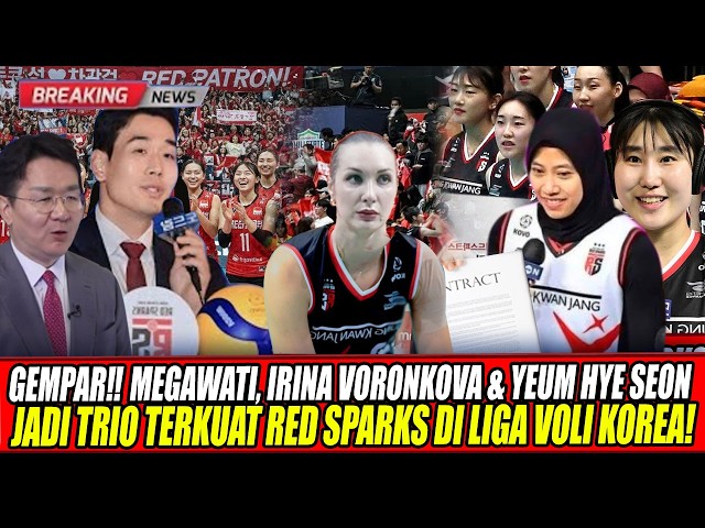 Youtube Thumnail image of : 🔴GEMPAR‼️MEGAWATI, IRINA VORONKOVA & YEUM HYE SEON JADI TRIO TERKUAT RED SPARKS DI LIGA VOLI KOREA!