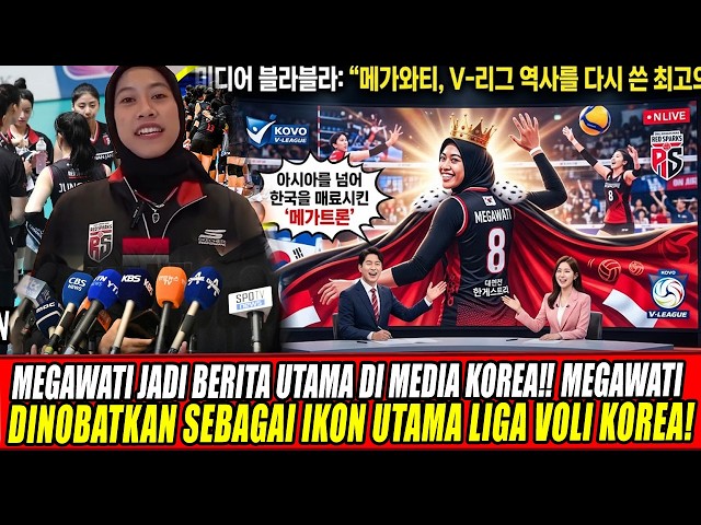 Youtube Thumnail image of : 🔴BAK RATU VOLI KOREA‼️MEDIA KOREA BERI PENGHARGAAN KPD MEGAWATI SEBAGAI IKON UTAMA LIGA VOLI KOREA🔥